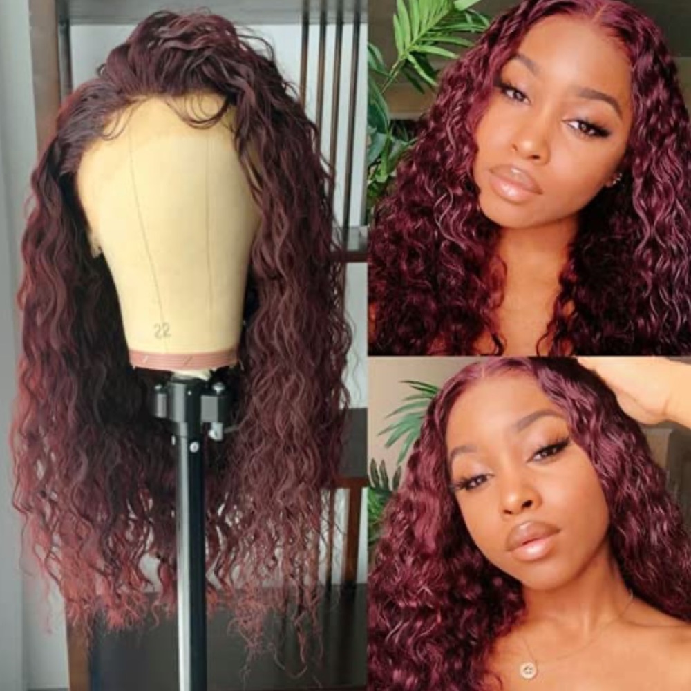 - - - 💫22” BURGUNDY BEACH WAVY LACE FRONT WIG💫 *NWT